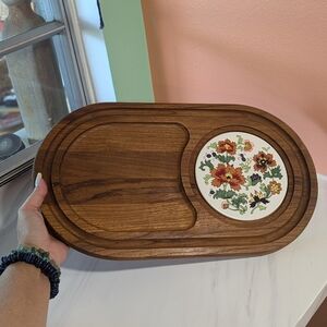 Vintage 70s Dolphin Teak Cheese Board Charcuterie Hippie Home Decor
